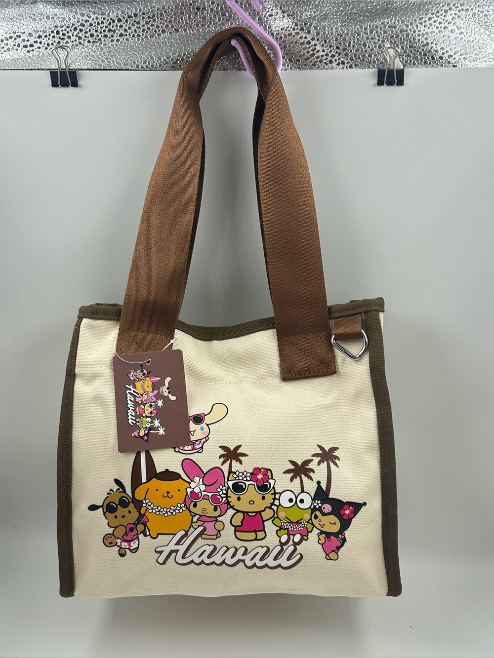 Sanrio Hello Kitty & Friends Small Canvas Tote Bag Brown Hawaii Exclusive NEW